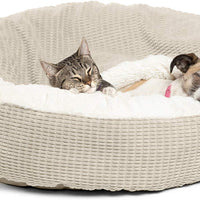 Cama acogedora Best Friends by Sheri, cama de lujo para perros y gatos con cobija, cálida y segura. Brinda apoyo para la cabeza, el cuello y las articulaciones, lavable a máquina, parte inferior resistente al agua - BESTMASCOTA.COM