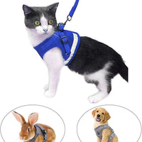 Arnés y correa para gato a prueba de fugas para caminar, chaleco ajustable de malla suave con correa para gatito, cachorro, conejo - BESTMASCOTA.COM