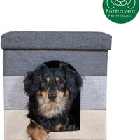 Cama para perro Furhaven, casa de fieltro para mascotas, refugio privado y taburete otomano plegable para sala de estar, para gatos y perros pequeños, disponible en varios colores y estilos - BESTMASCOTA.COM