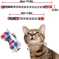 Collar de gato con capucha y pajarita, diseño a cuadros ajustable de seguridad Kitty Kitten Collares (6.8-10.8in) - BESTMASCOTA.COM