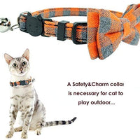 Collar de gato con capucha y pajarita, diseño a cuadros ajustable de seguridad Kitty Kitten Collares (6.8-10.8in) - BESTMASCOTA.COM