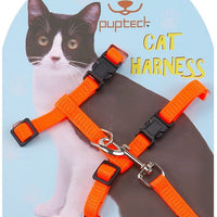 Arnés ajustable de nailon para gatos con correa negro PUPTECK. - BESTMASCOTA.COM