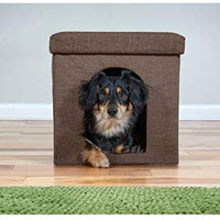 Cama para perro Furhaven, casa de fieltro para mascotas, refugio privado y taburete otomano plegable para sala de estar, para gatos y perros pequeños, disponible en varios colores y estilos - BESTMASCOTA.COM